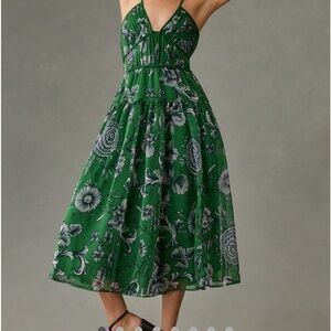 Floral Green Halter Dress
